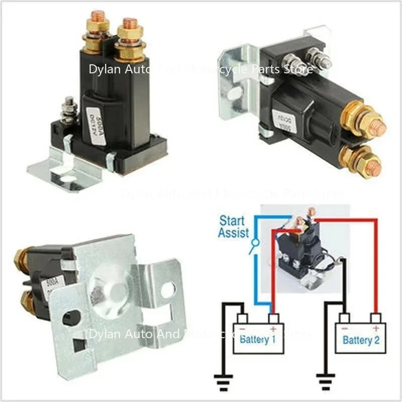 1pc Dual Battery Isolator Relay Start On/Off 4 Pin 500A 12V For Car Power Switch