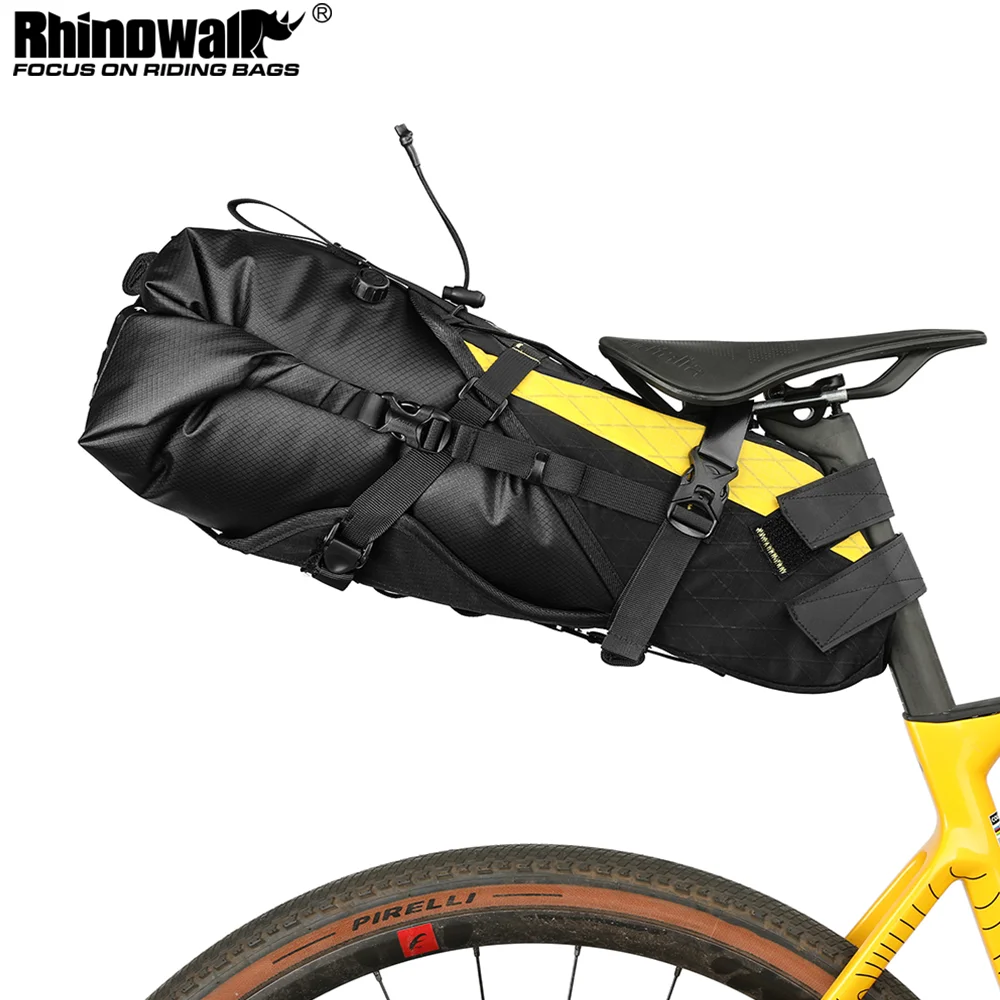 

Rhinowalk Bike Saddle Bag 14L Bike Hard Shell Harness Frame Waterproof Dry Tail Bag Cycling MTB BikepackIng With Air Valve