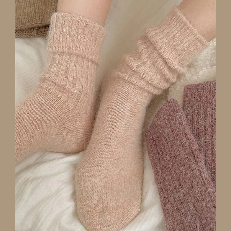 جديد الشتاء الجوارب النساء الكشمير الصوف رشاقته الدافئة النساء الجوارب سوكس اليابانية موضة Harajuku بلون الحرارية الجوارب الطويلة #4