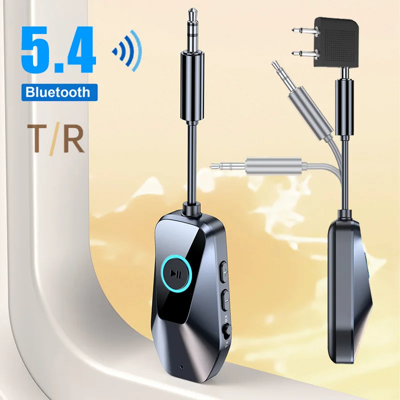 2 in 1 Bluetooth 5.4 Receiver Transmitter 3.5mm AUX Jack Airplane USB Dongle Wireless Audio Adapter For TV PC Speaker Car kit