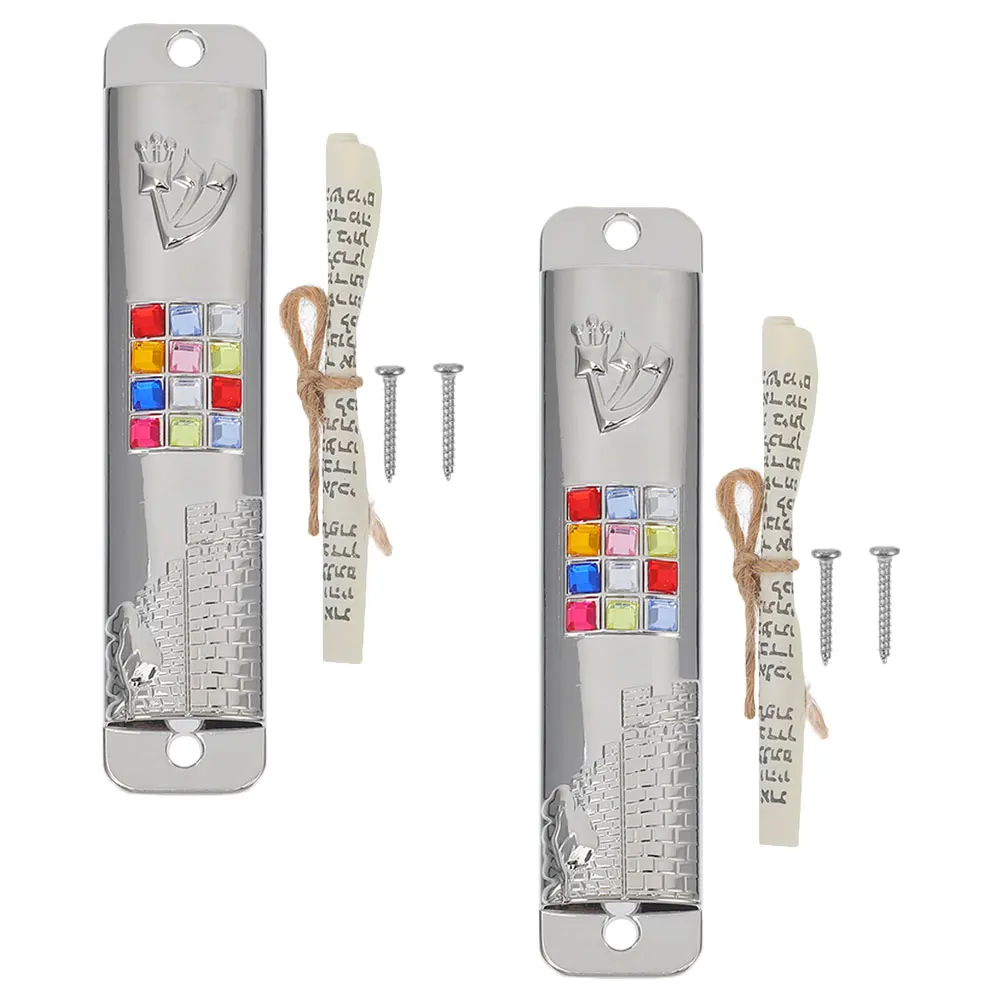 

2 Sets Doorpost Decorations Ornament Catholic Mezuzah Decorative Metal Mazusa for