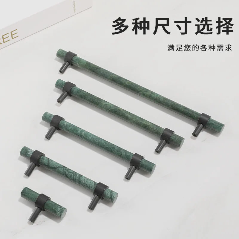High End Personalized Cabinet Handle Natural Marble Brass Handle European Retro Light Luxury Wardrobe Shoe Cabinet Door Handle