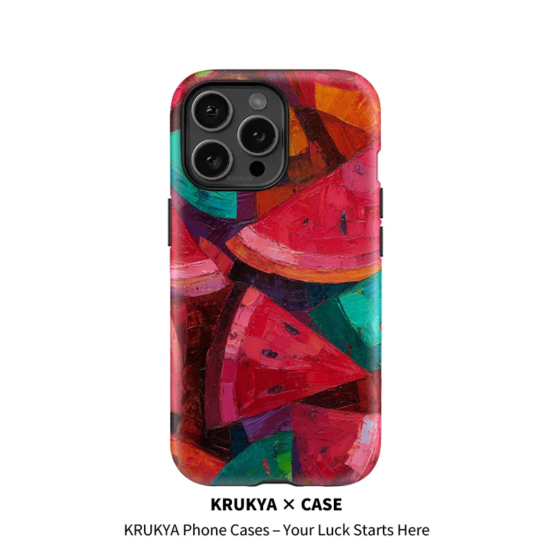 Krukya البطيخ جراب هاتف آيفون SE 2020 11 X XR XS ماكس 16 15 17 13 12 14 برو ماكس للصدمات ماتي لينة غطاء سيليكون