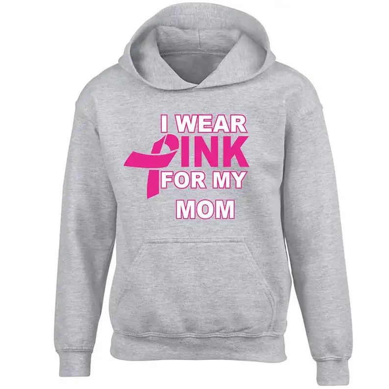 I Wear Pink for My MOM Unisex HOODIE Sweatshirt Support Brustkrebs Sweatshirt Pullover Herbst Lässiges langärmeliges Aufwärmoberteil
