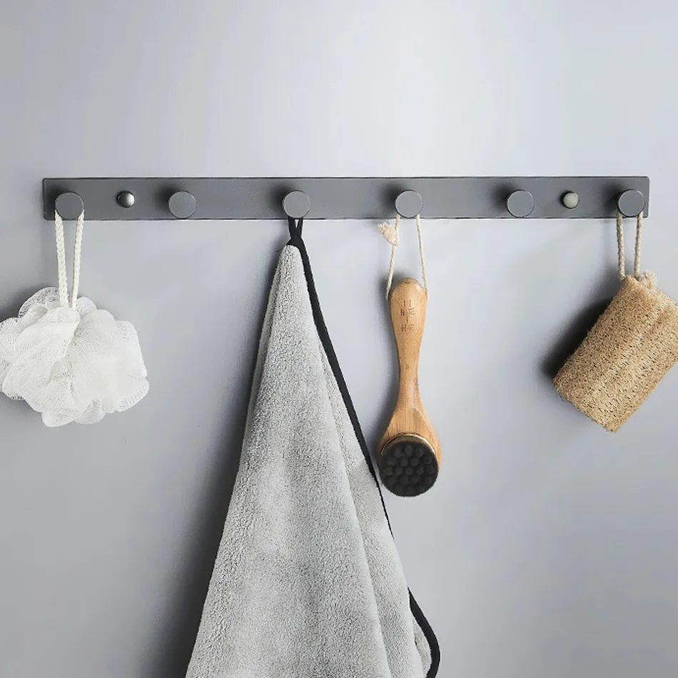 Bathroom Wall Hook Grey Black White Creative Kitchen Lavatory Door Coat Clothes Towel Key Holder Hanger Storage 4 5 6 Robe Hooks