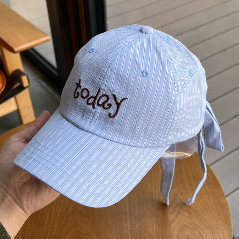 

Creative Letter Embroidery Baseball Cap Bow Ribbon Design Embroidered Cotton Baseball Cap Peaked Cap Cute Sun Hat Outdoor