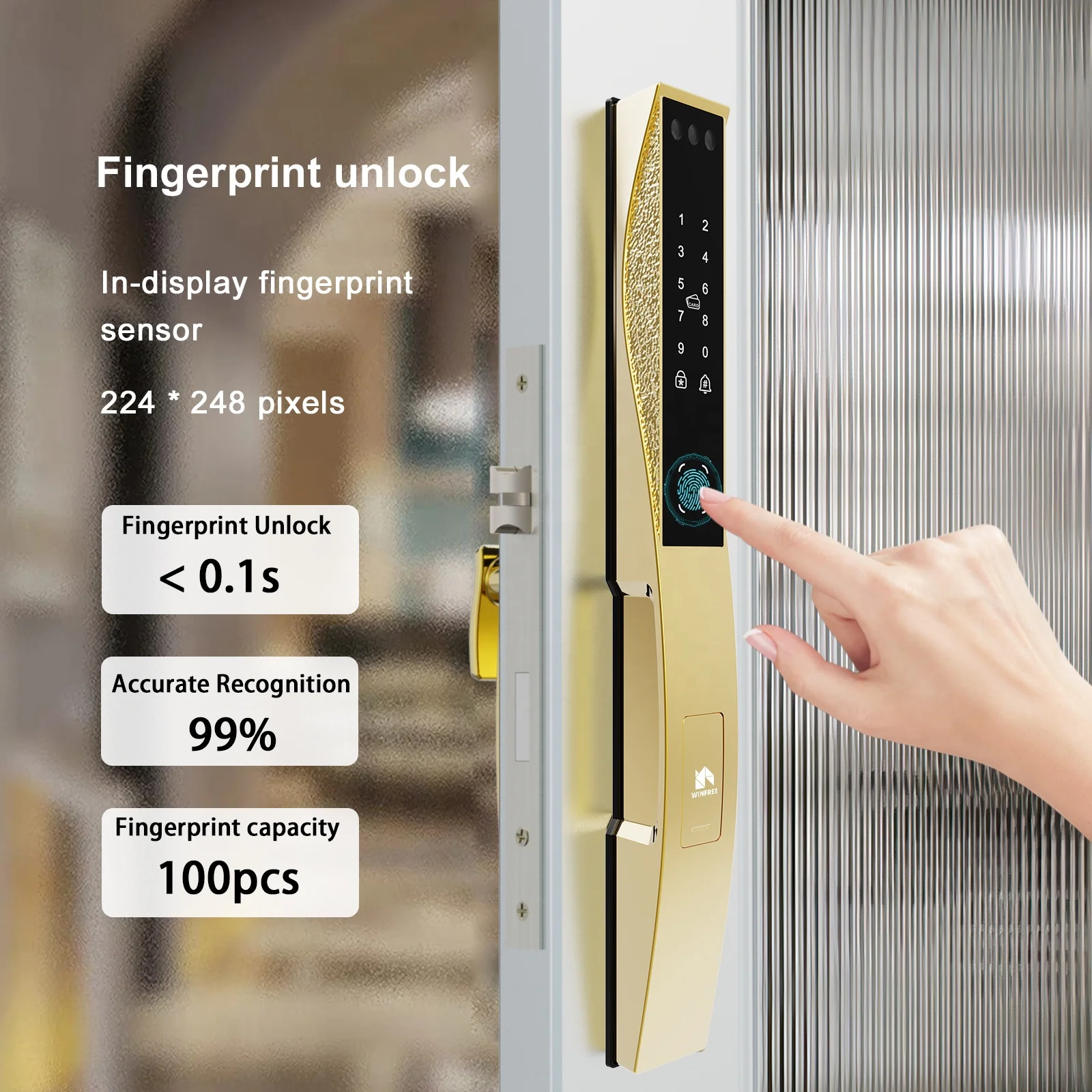 WINFREE умный новый стиль безопасность дома алюминиевый профиль отпечаток пальца 3D лицо карта ключ шаг Tuya Wifi умный замок для раздвижной двери