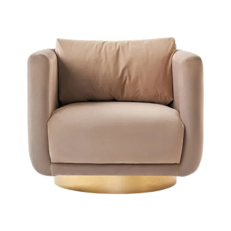 Modern Style Comfortable Fabric Upholosted Golden Metal Base Lobby Lounge Furniture Sofa Hotel Luxury Armchair