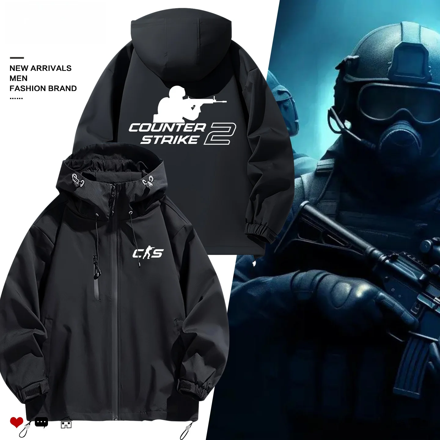 

CSGO 2, антитеррористическая элитная повседневная куртка с капюшоном для мужчин, осенне-зимняя верхняя одежда, ветрозащитная куртка из полиэстера, подходит для Gng Jaet