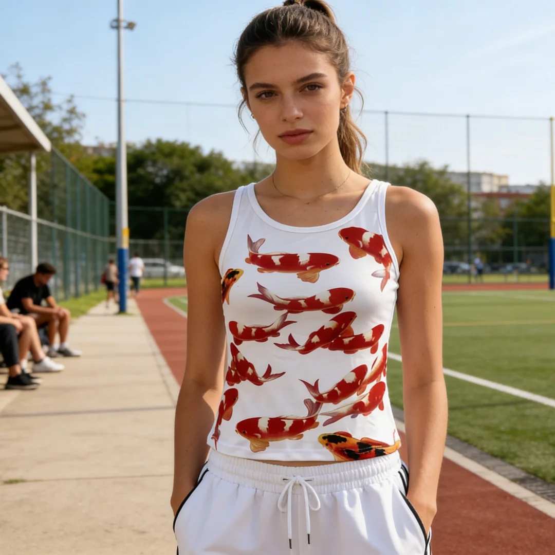 Ins Sweet & Spicy Style Backless Slimming Sexy Tank Top Y2K Cute Little Fish Print Summer New Women's Strapless Dress