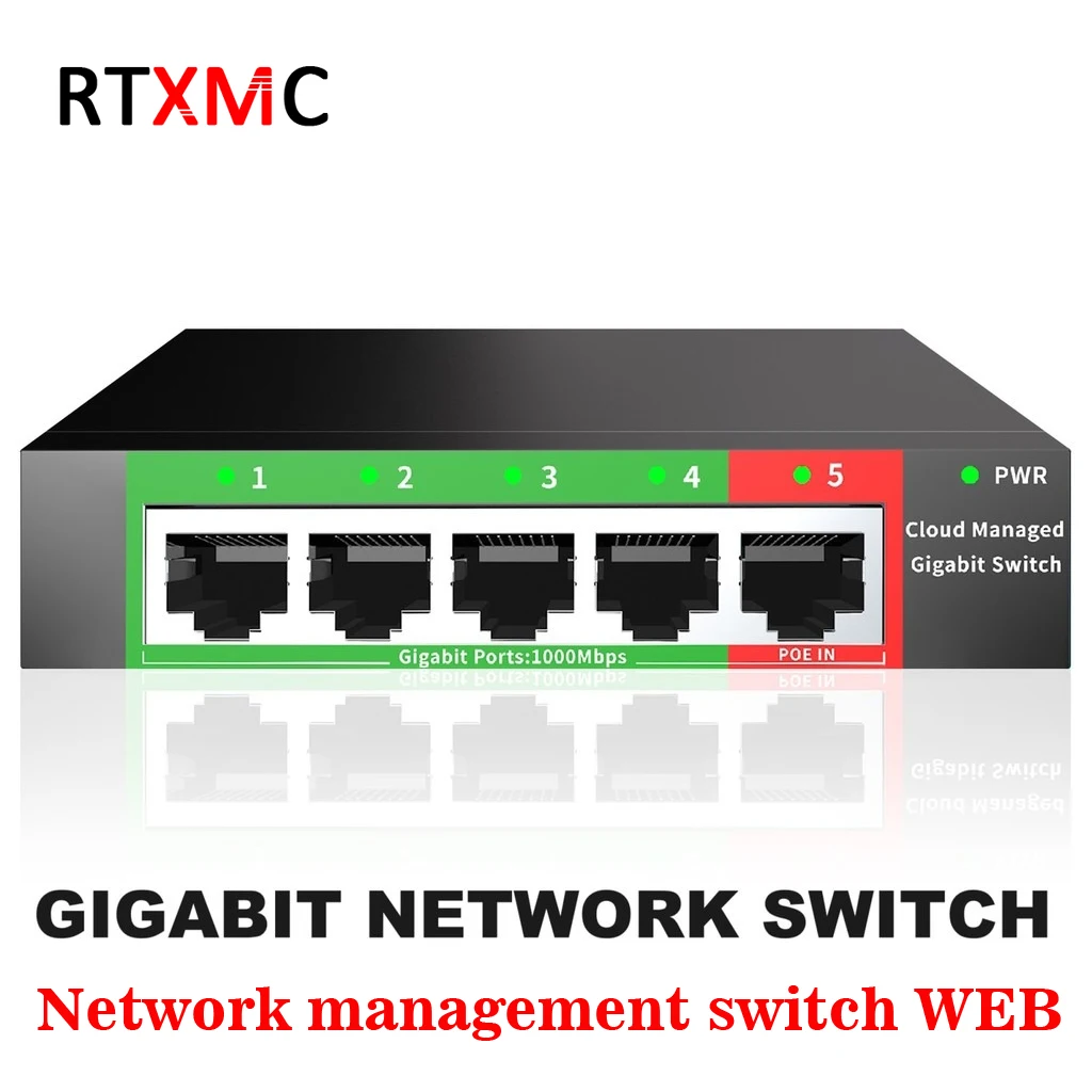Vlan 8 Port Gigabit Ethernet Cloud Managed POE Switch 48V Desktop 100/1000Mbps APP Network Extender for IP Camera Wireless AP