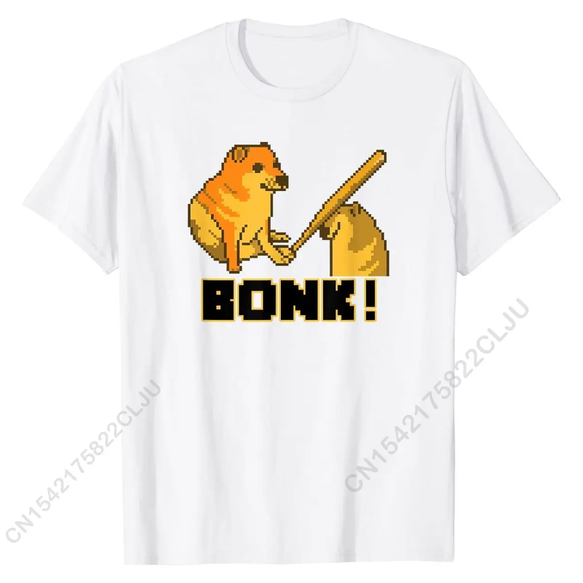 Pixel Art Cheems Bonk Meme เสื้อยืดออกแบบกราฟิก Tops Tees ฝ้าย T เสื้อสำหรับชายปกติ