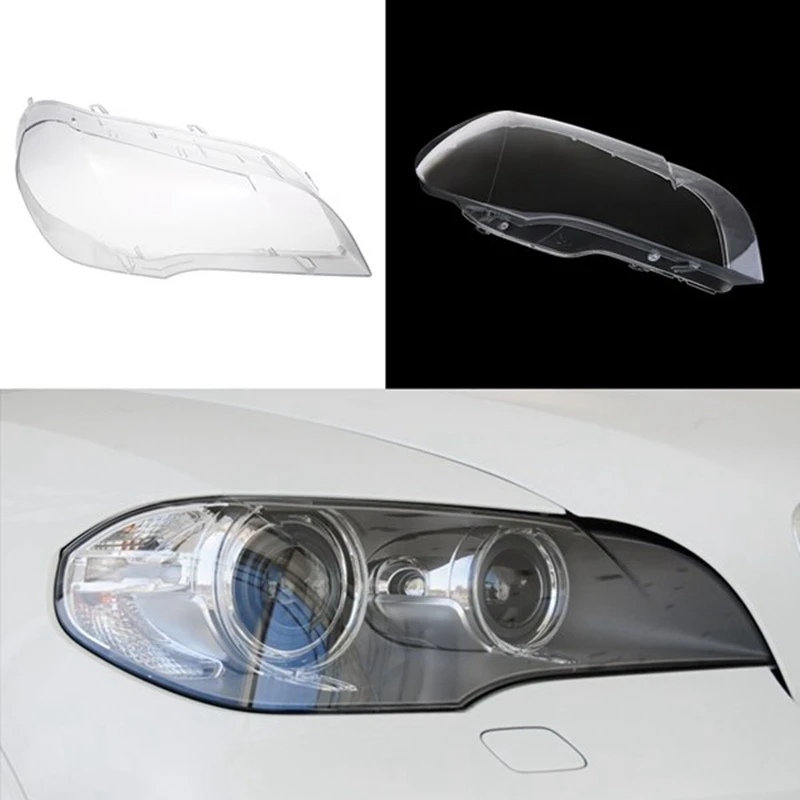 Car Clear Headlight Lens Cover Replacement Head Light Lamp Shell Cover For-BMW X5 E70 2008-2013 Right