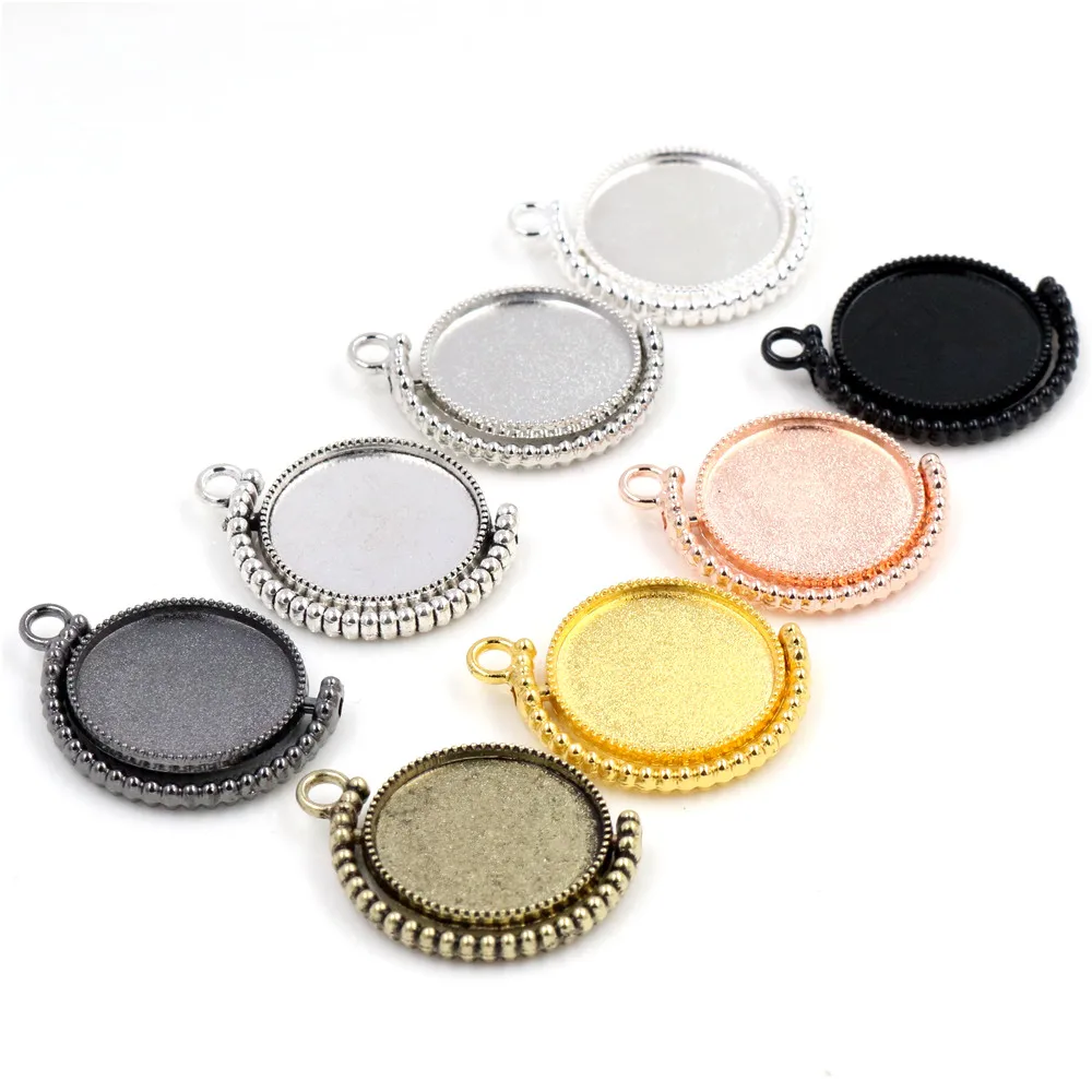 5pcs 20mm Inner Size Rotation Double Side 8 colors Cameo Cabochon Base Setting Charms New Fashion Pendant