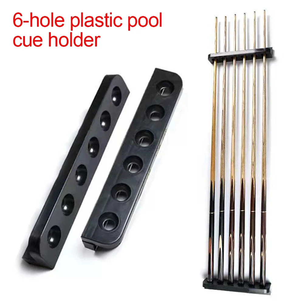 Universal 6-Hole Pool Cue Plastic Rod Holder Wall Mounted to Keep The Pool Cue Clean and Prevent Bending Billiard Accessories