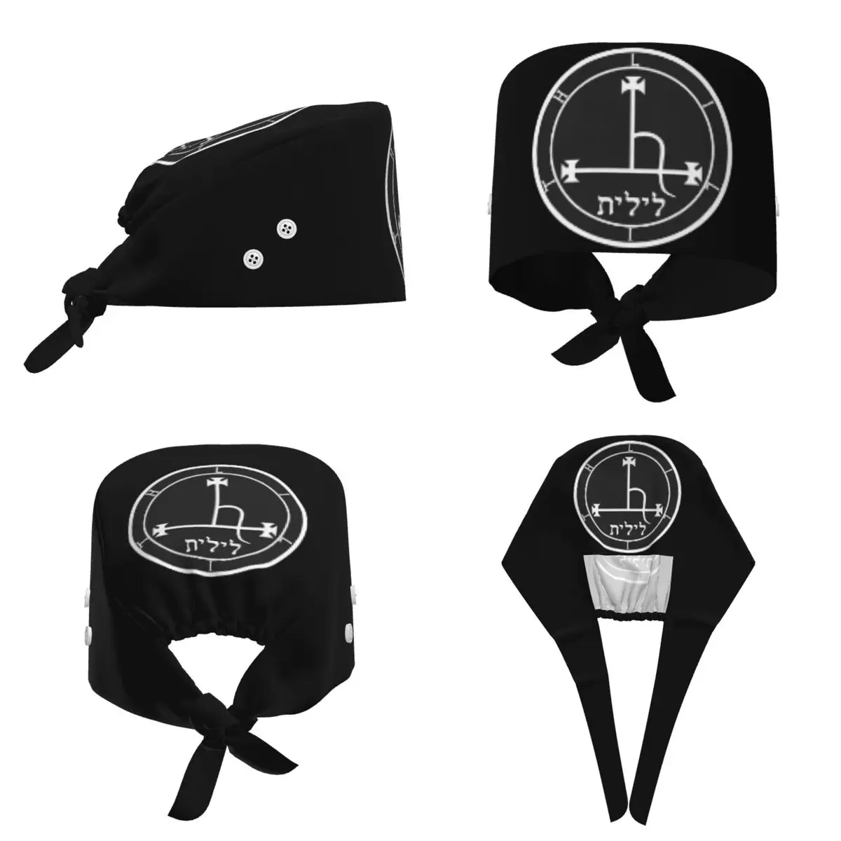 Sigil Of Lilith Altar Cloth Scrub Hat Doctor Working Surgical Cap Unisex Adjustable Nursing Caps for Dentist