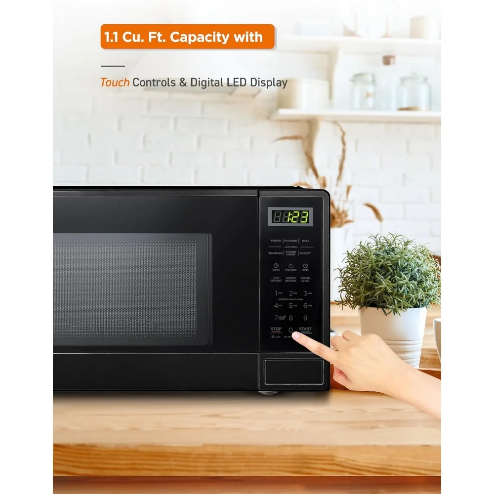 Oven Microwave dengan kabinet hitam, 1.1 kaki kubik Oven Microwave, Desktop Microwave Oven