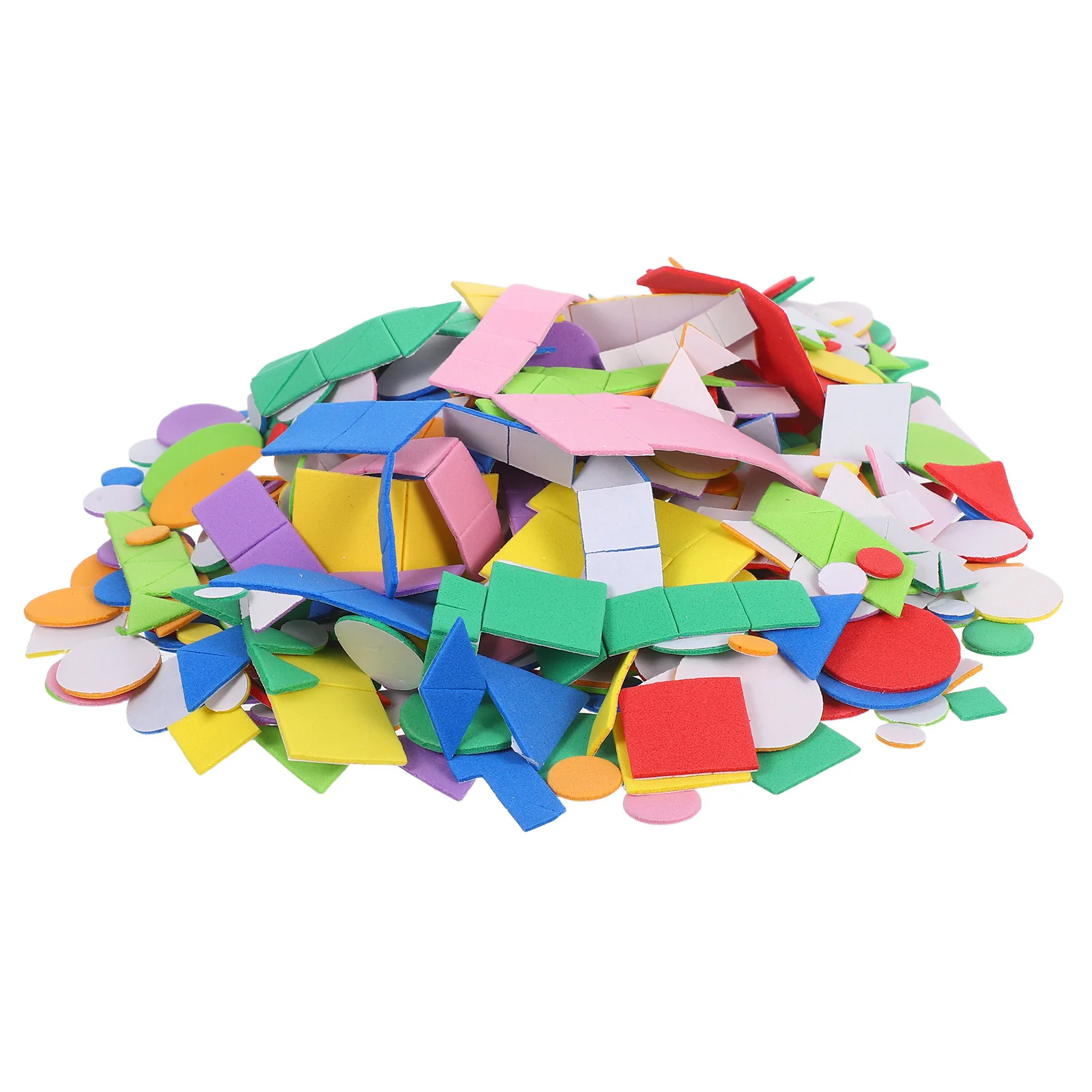 960 قطعة من ملصقات على شكل إسفنجية للكتل الهندسية الملونة ذاتية اللصق لوازم وتعلم الحرف اليدوية في مرحلة ما قبل المدرسة