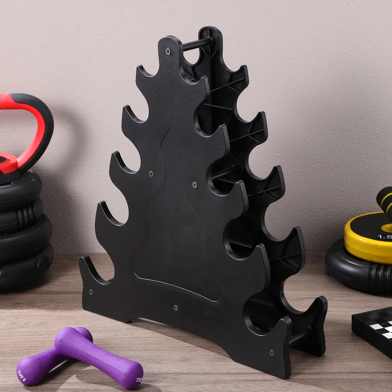 

1pc Dumbbell Rack 5 Layers Leaf Design Home Gym Storage Stand Fitness Equipment Accessories Durable Triangular Structure High