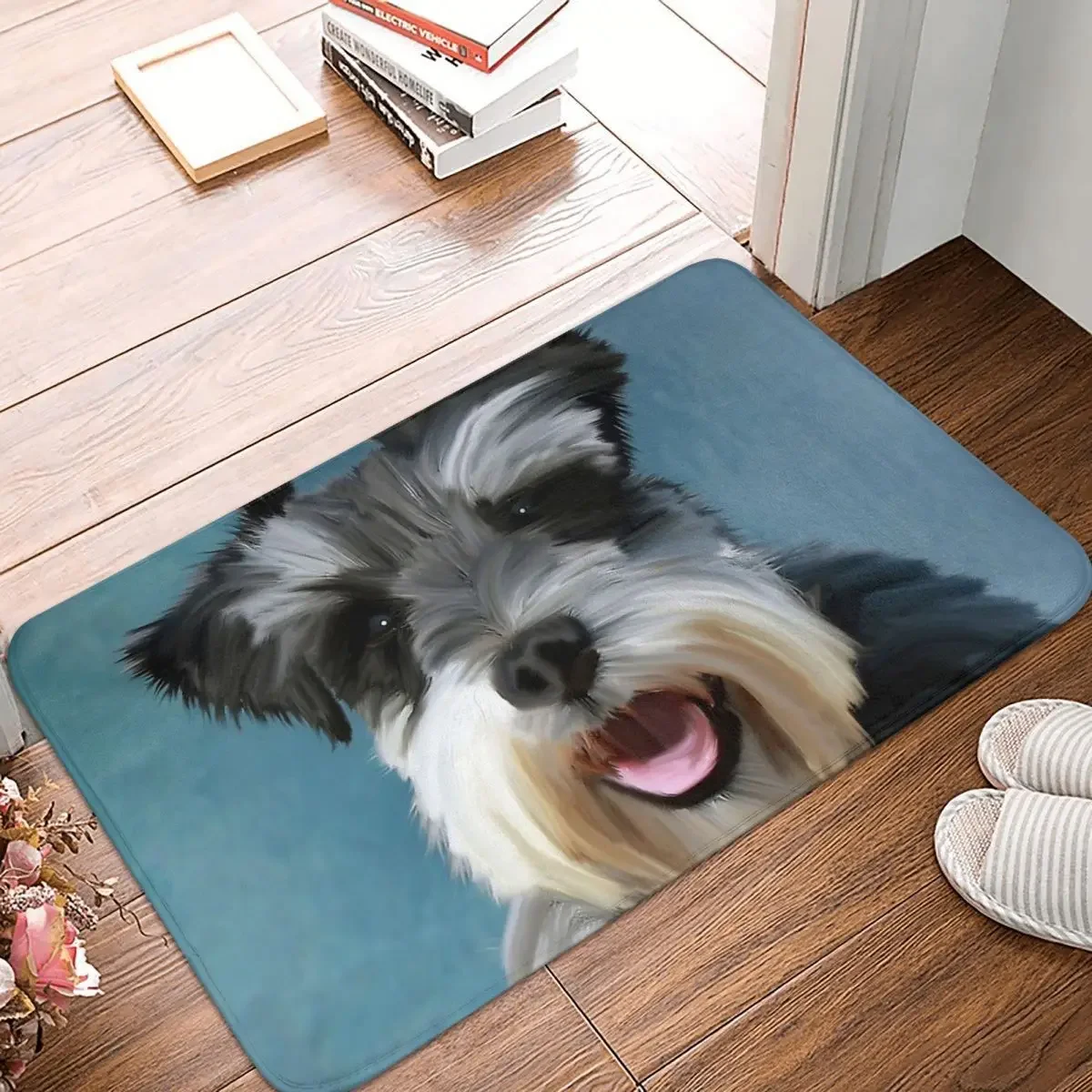 Animal Bedroom Mat Miniature Schnauzer Dog Water Color Art Painting Rug Home Doormat Kitchen Carpet Decor