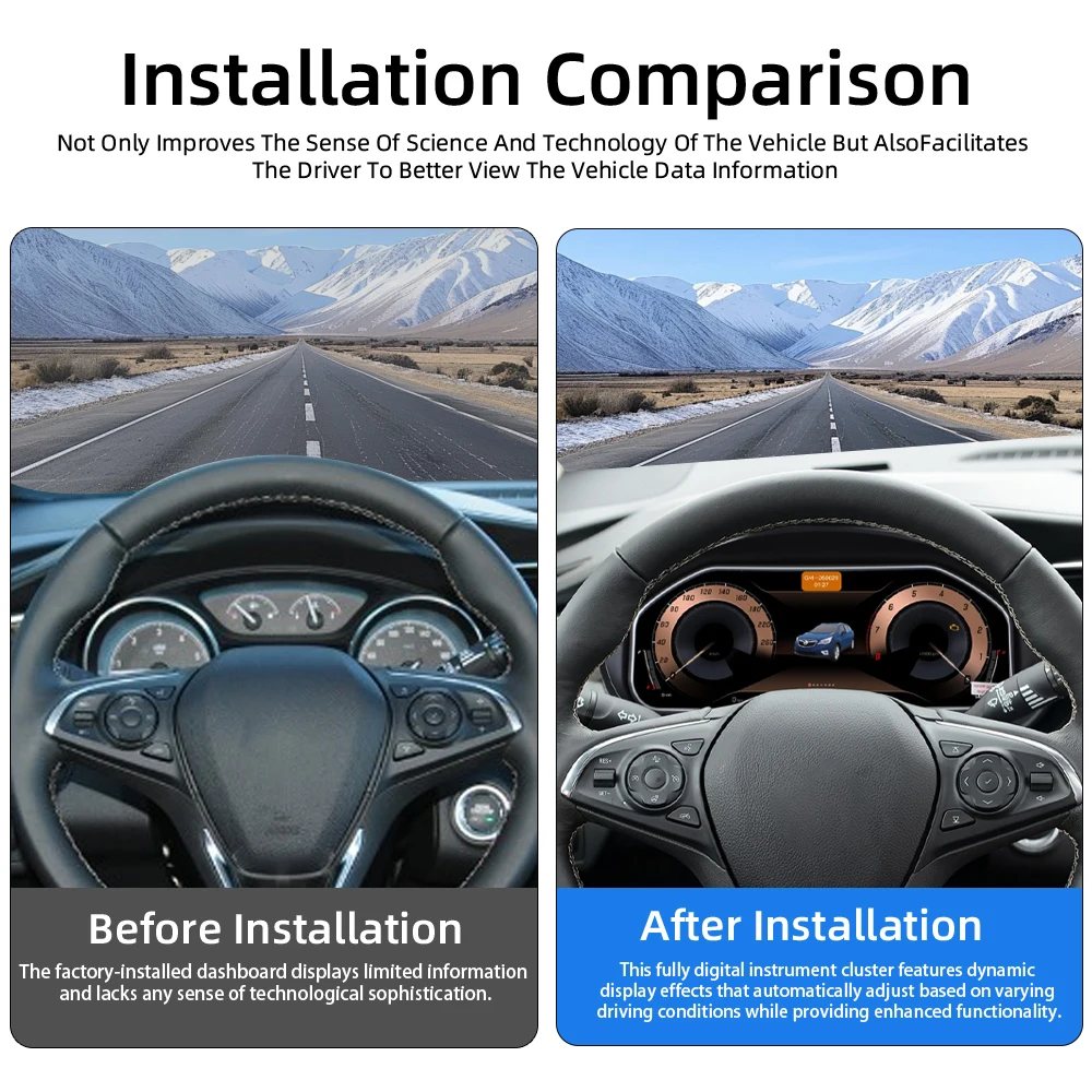 Digital Instrument Cluster Display For Buick Envision 2014-2021 Speedometer 12.3”HD screen1920*720 Support Carplay Plug&Play