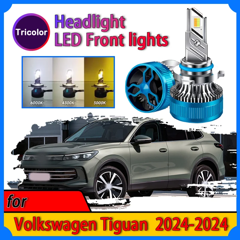 

for Volkswagen Tiguan 2024-2024 Plug and Play LED Headlight Modified lamp Strong white light Three-color adjustment Auto Parts