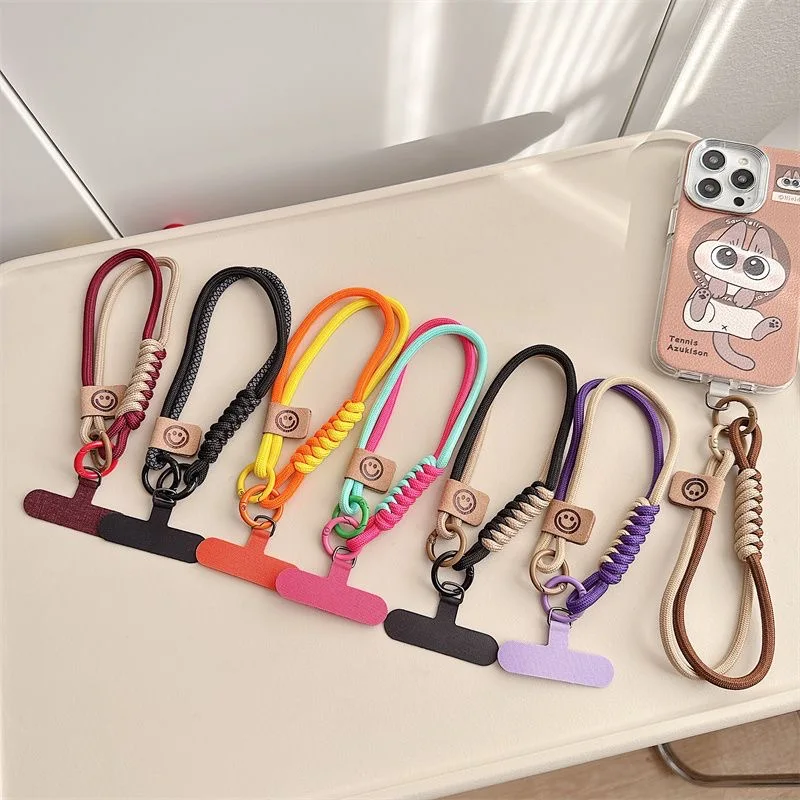 INS British Style Contrasting Woven Phone Lanyard Short Handheld Trendy Phone Case Wrist Rope Doll Luggage Pendant Hanging Rope