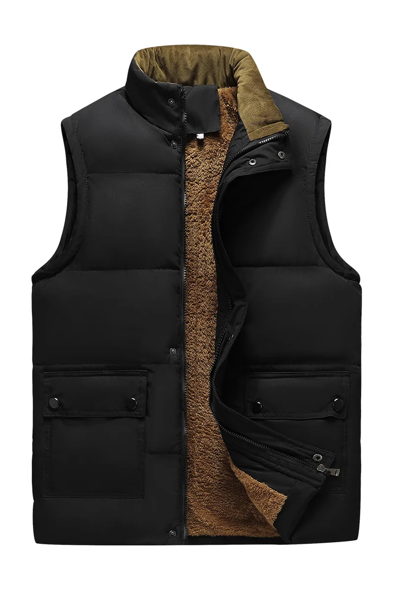 

Winter New Plus Velvet Thickened Vests Men's Business Casual Windproof Vest Male Fashionable Sports Loose Fit Thermal Warm Vest