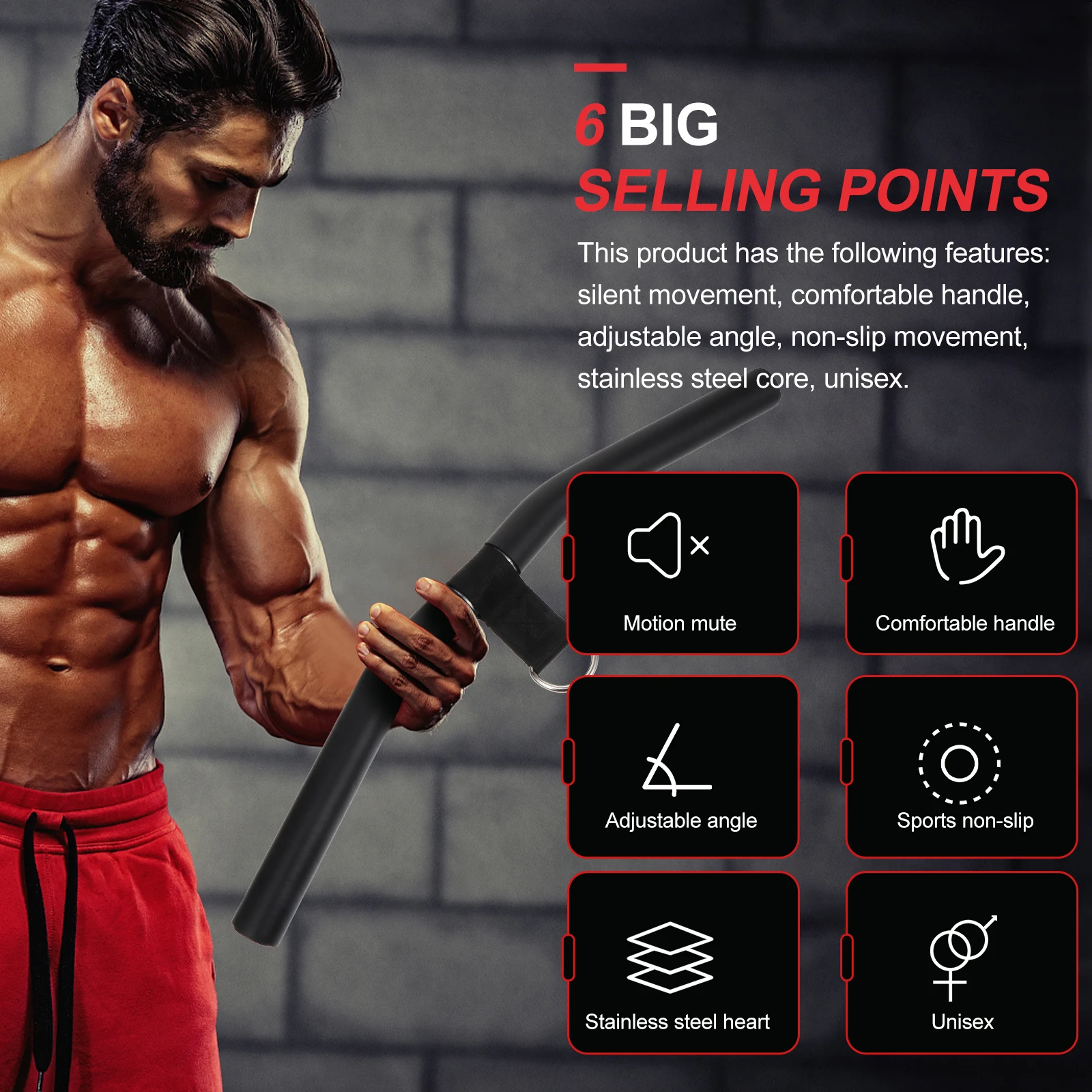 

Muscle Pulling Bar High- Portable Bicep Tension Rod For Home Gym Triceps Shoulder Elbow Press Down Handle Hollow