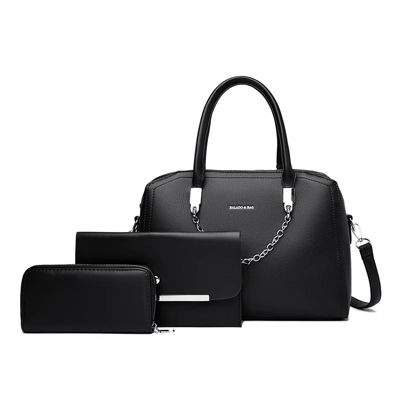 

Large Capacity Women Handbags Shoulder Bags High Quality Ladies 3 Pieces Set Tote Bag Casual Female Solid Shopping Messenger Bag