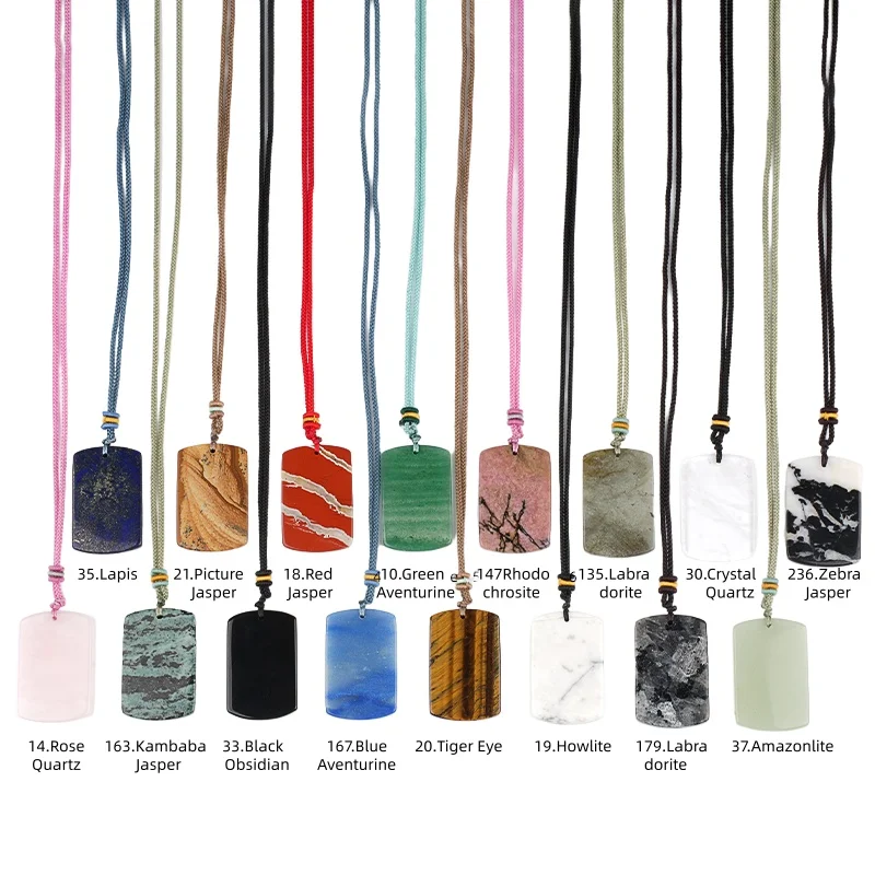 كامبابا جاسبر 25x40 مللي متر مربع حجر قلادة المنسوجة قلادة كريستال حُليات المجوهرات المرأة عيد الحب حفلة هدية صديق #6