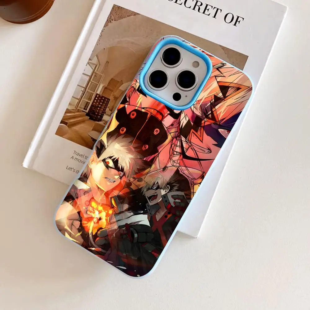 

MHA Bakugo Phone Case for iPhone 17 16 15 14 13 12 11 Air Pro Max Plus Jelly Double layer Light Blue Cover