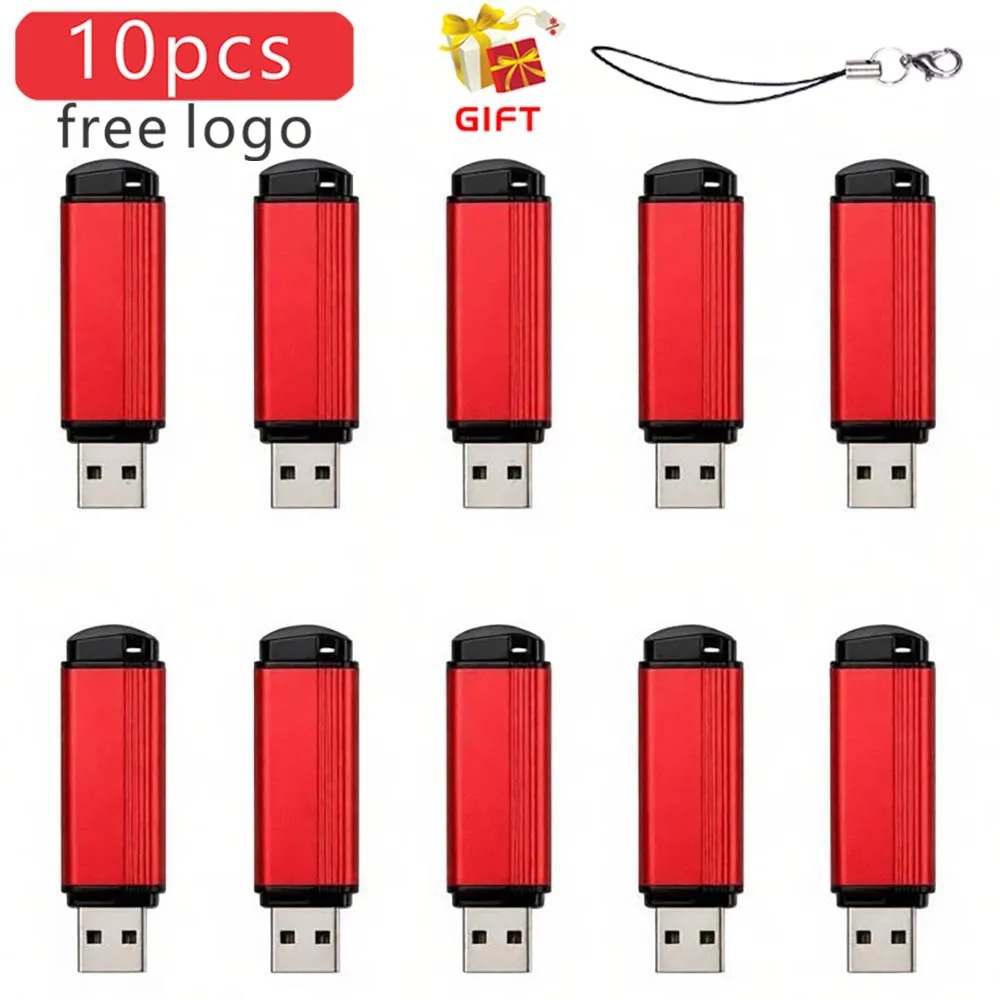 Wholesale 10pcs USB 2.0 Flash Drive 4GB 8GB Metal Pen Drive 16GB Data Storage Pen U Disk 32GB 64GB Memory Stick 128GB USB Sticks