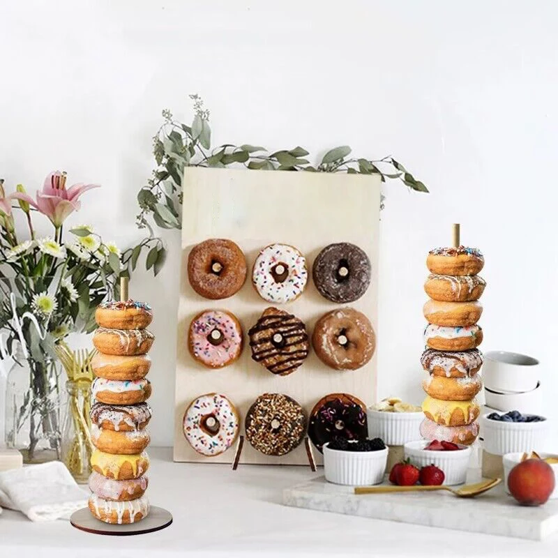1 قطعة الخشب دونات حامل حامل الزفاف الحلوى الجدول الديكور الكعك جدار عرض مجلس حامل حفلة عيد ميلاد استحمام الطفل ديكور