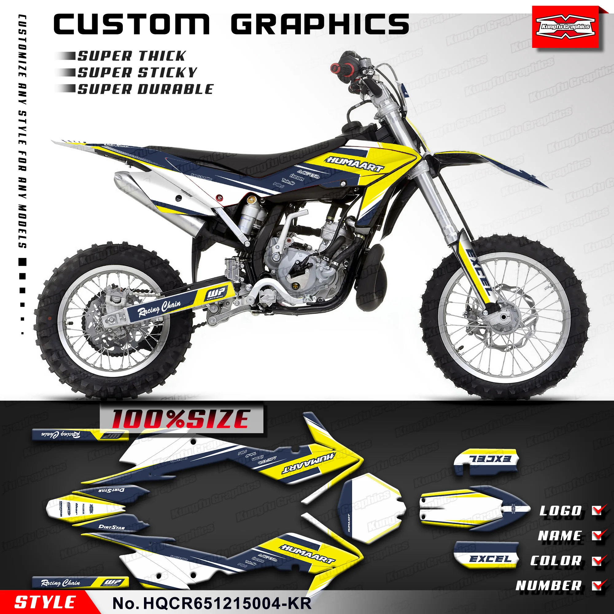 

KUNGFU GRAPHICS Dirt Bike Decals Adhesive sticker for Husqvarna CR65 CR 65 2012 2013 2014 2015 Rebuild Kit, HQCR651215004-KR