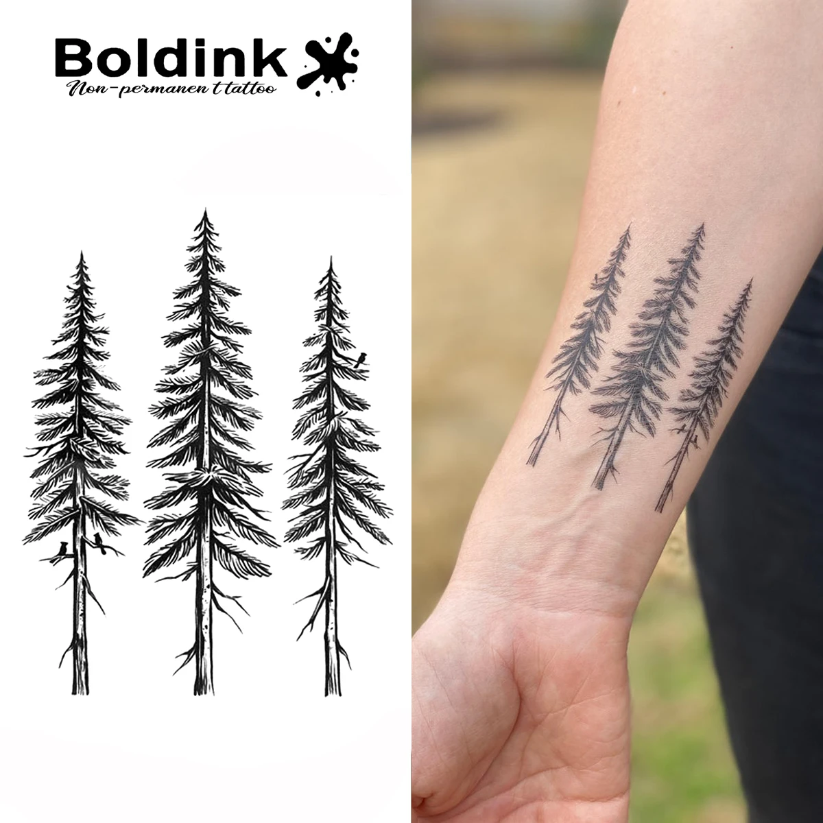 Evergreen Serenity Boldink Temporary Tattoo,Lasts To 15 Days New Technology Magic Waterproof Semi Permanent Sticker.