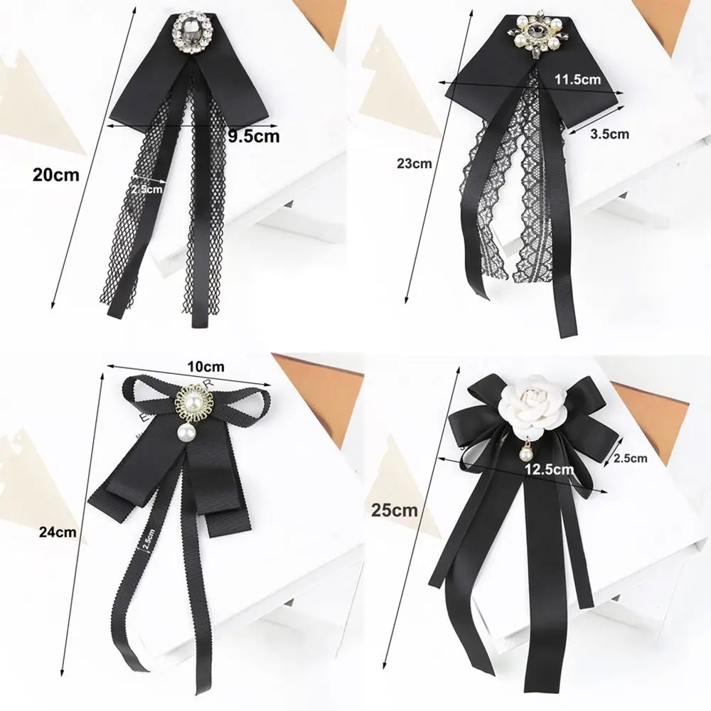 الأسود التذكاري الشريط الأسود Bowknot بروش البوليستر خمر كريستال الراين مجوهرات ربطة العنق طوق مشبك ربطة العنق المسبق