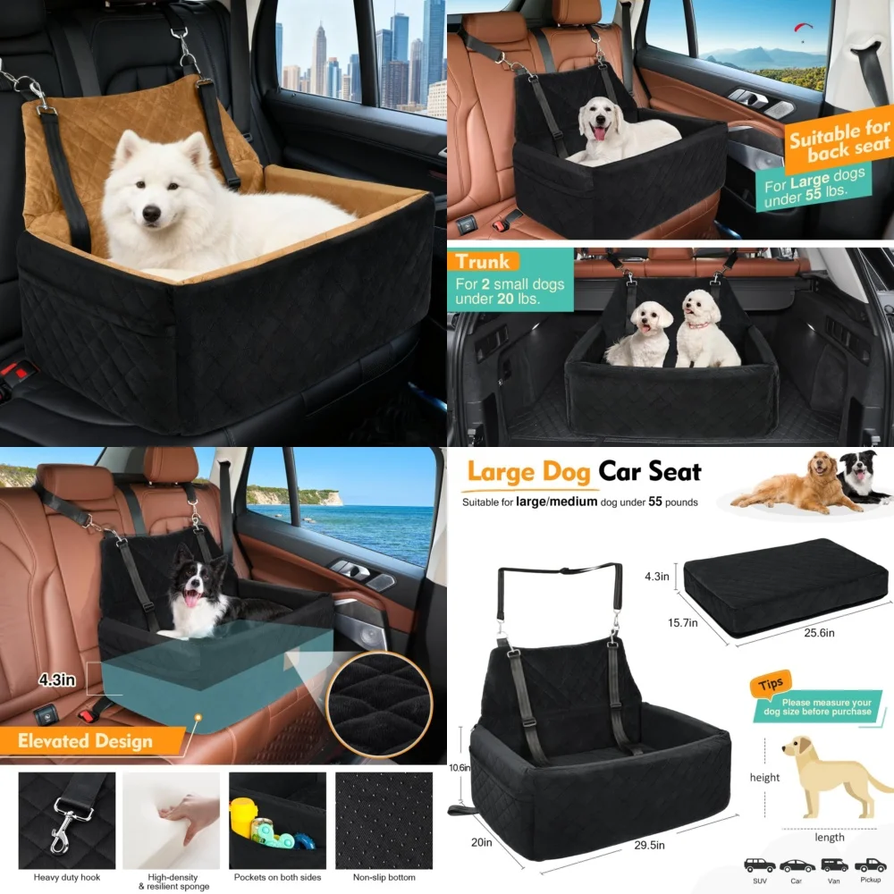 Car Back Seat Dog Bed for Medium and Large Dogs Fully Removable Washable Pet Car Sleeping Pad for Dogs Compatible with