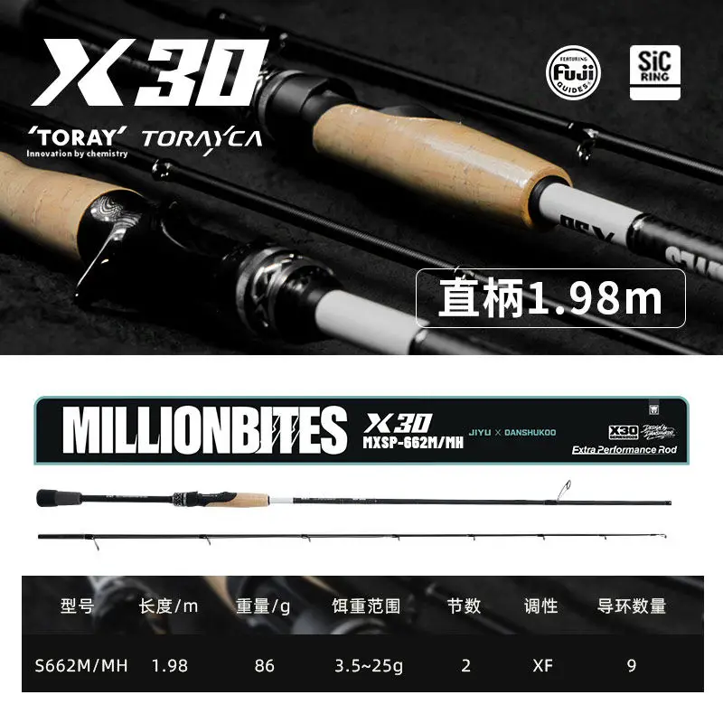 2026 NEU Jiyu X30 Angelrute Hochfeste Kohlefaser T1100G+M40J+M46J Leichte Weitwurf-Angelrute