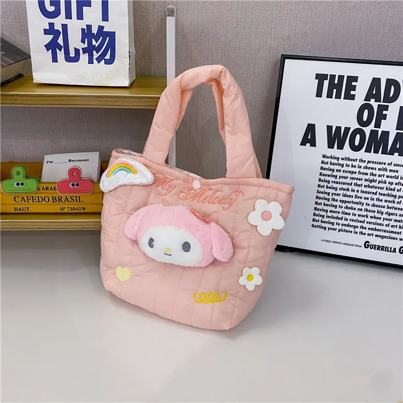 Japanese Kawaii Princess Plush Bag Hellokitty Kuromi Cinnamoroll Sanrio Anime Cartoon Handbag Crossbody Bag Cosmetics Girls Gift