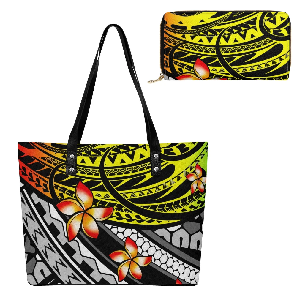 

Samoan Tribal Exquisite Polynesian Handbag Set Retro Casual Mini Bag Custom Printed New Shopping Bag Women'S Handbag And Wallet