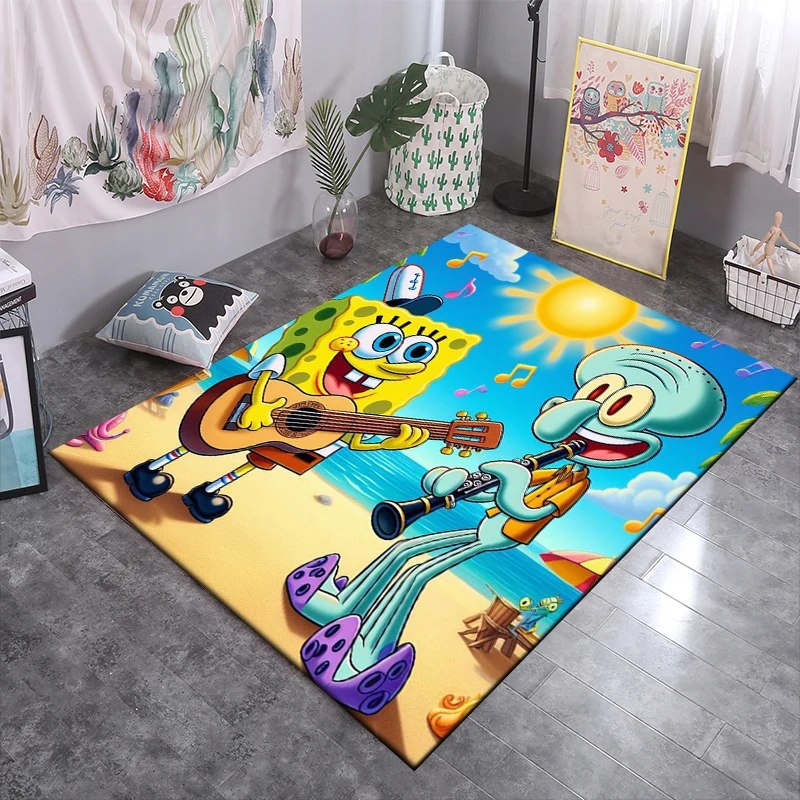 SpongeBob Pattern Large Size Area Rugs 3D Carpet for Home for Living Room Bedroom Sofa Decor Floor Kids Play Anti-Slip Mats Gift