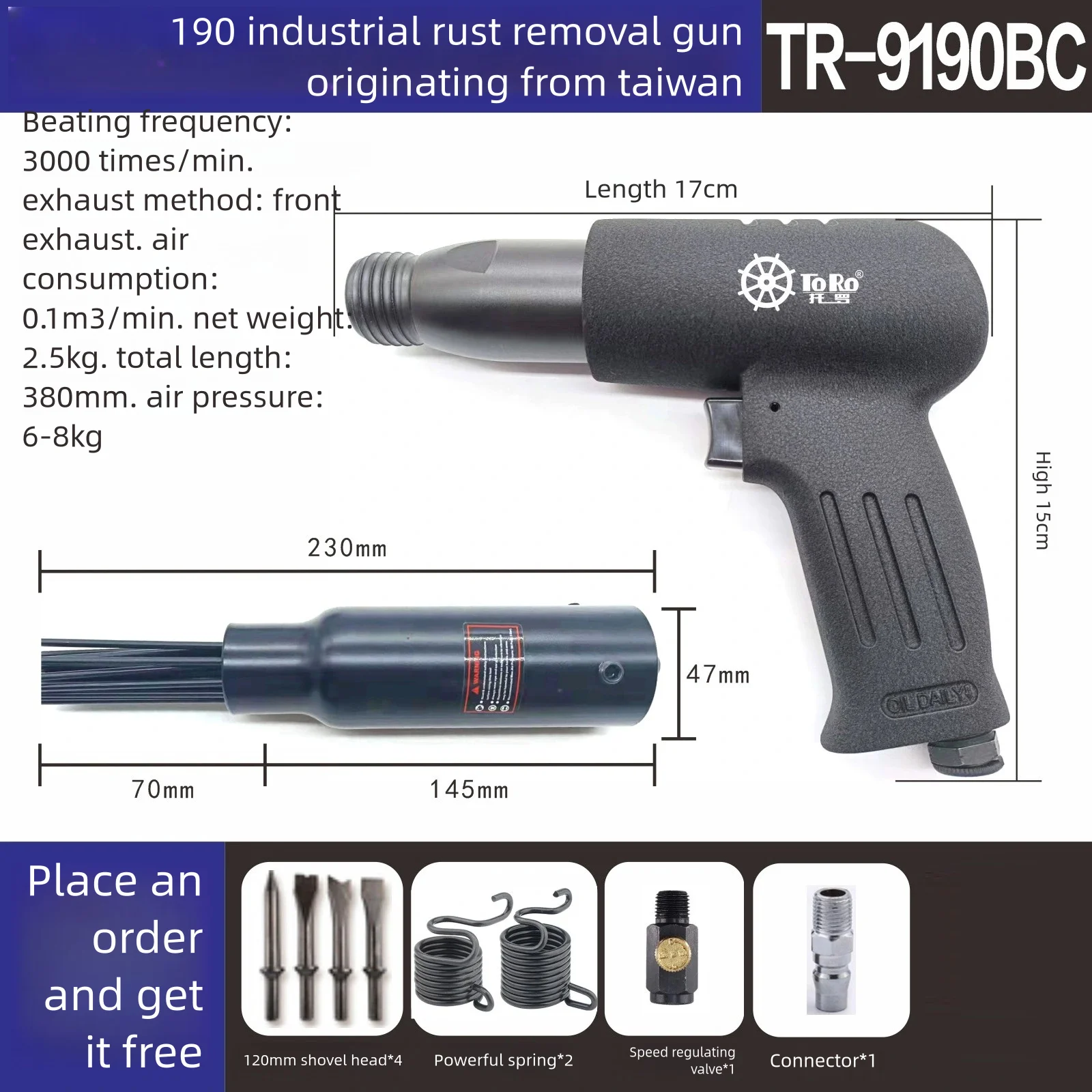 2025 19 Pins Air Descaler Needle Tool Kit Fits Air Chisel Hammer Removes Paint And Rust Scaler Kit Air Rust Remover Slag Cleaner