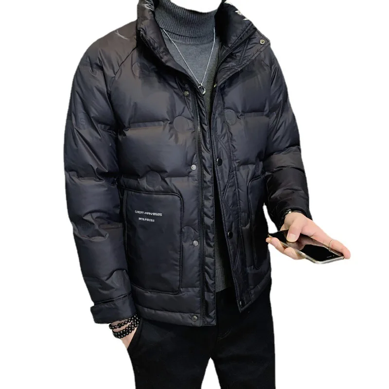 White duck down jacket men\'s winter 2022 new brand light and fashionable stand-up collar short jacket men\'s winter clothing