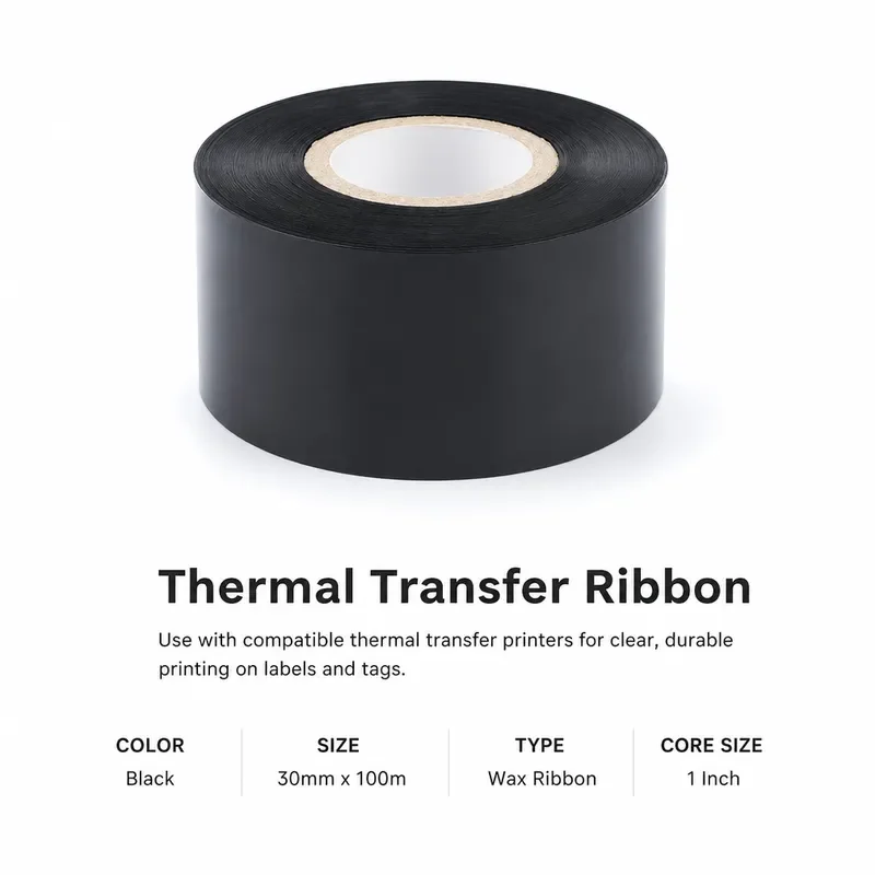 Thermal Ribbon Of Ribbon Printing Machine 30*100m Date Code Printer Accessory Black 30mm Width For DY-8