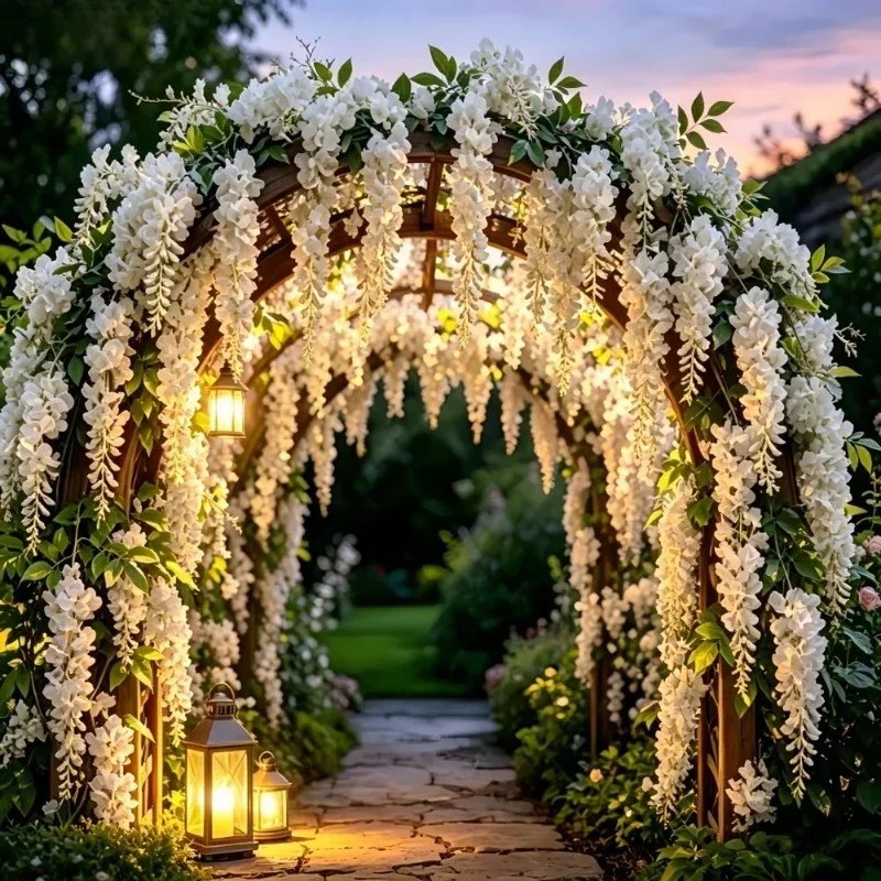 Weiße Rosenranken-Wandbehänge und einfach zu montierende weiße Orchideenblumen-Sets, geeignet für verschiedene Einrichtungen in Häusern und bei Hochzeiten – Detail 6