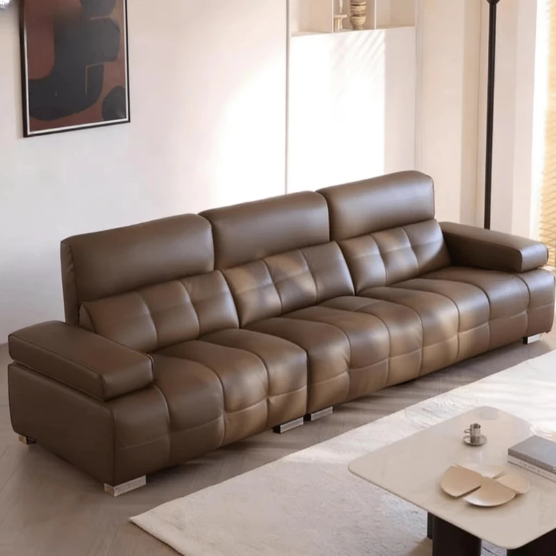 Square sofa set leather solid wood frame sponge filled with modern living room furniture