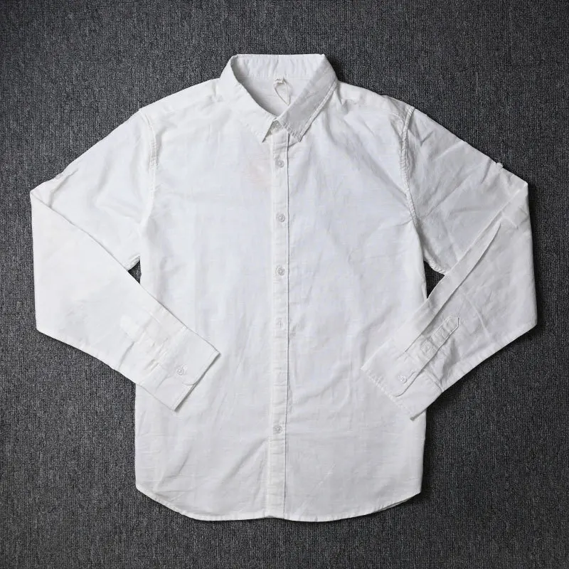 

Мужская льняная хлопковая рубашка Harajuku, праздничные пляжные рубашки с длинным рукавом, облегающие рубашки, однотонные мужские повседневные дышащие тонкие классические рубашки