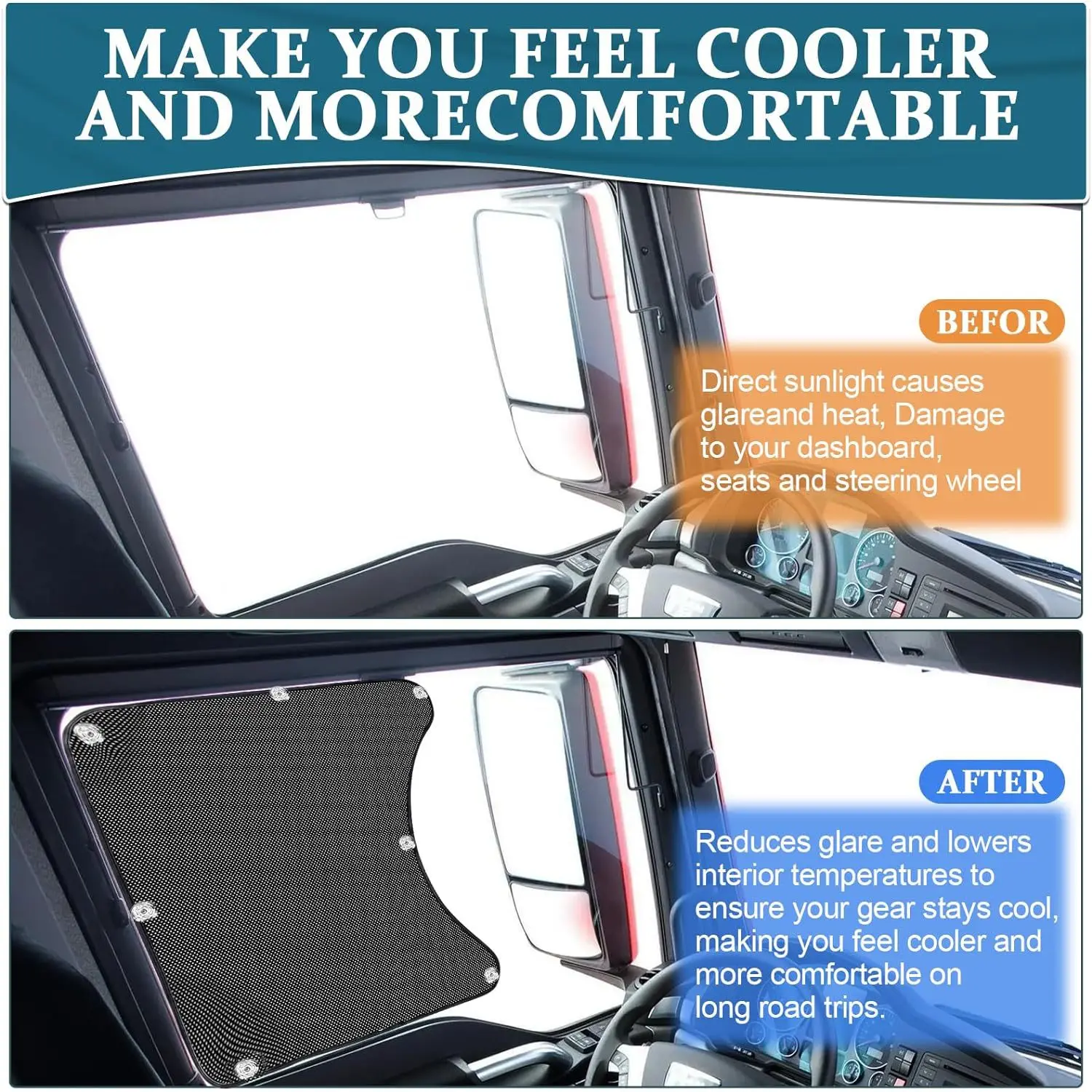 Side Window Sunshade Car Semi Truck Window Screen Dustproof UV Protection Side Window Sunshade With Suction Cup Auto Accessories