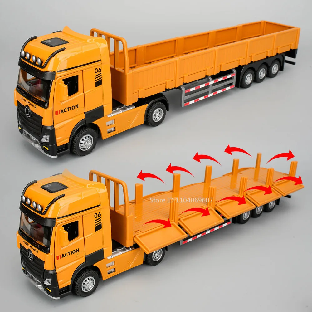 1:32 escala roadblock transporte caminhão brinquedo modelos de metal diecast motor de bombeiros veículos portas abertas som luz puxar para trás meninos presentes